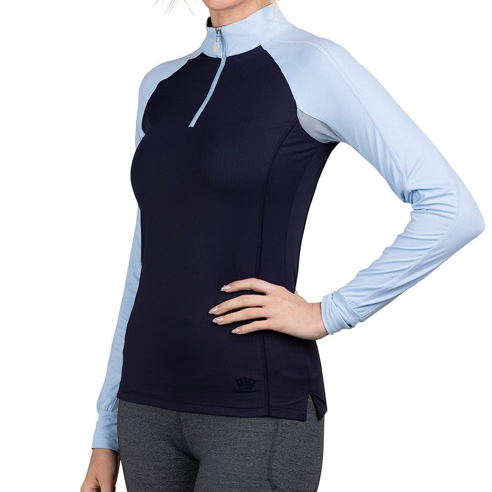 Kastel Denmark Long Sleeve Navy & Dutch Canal Topstitched Solid 1/4 Zip - Kastel Denmark - Equiluxe Tack