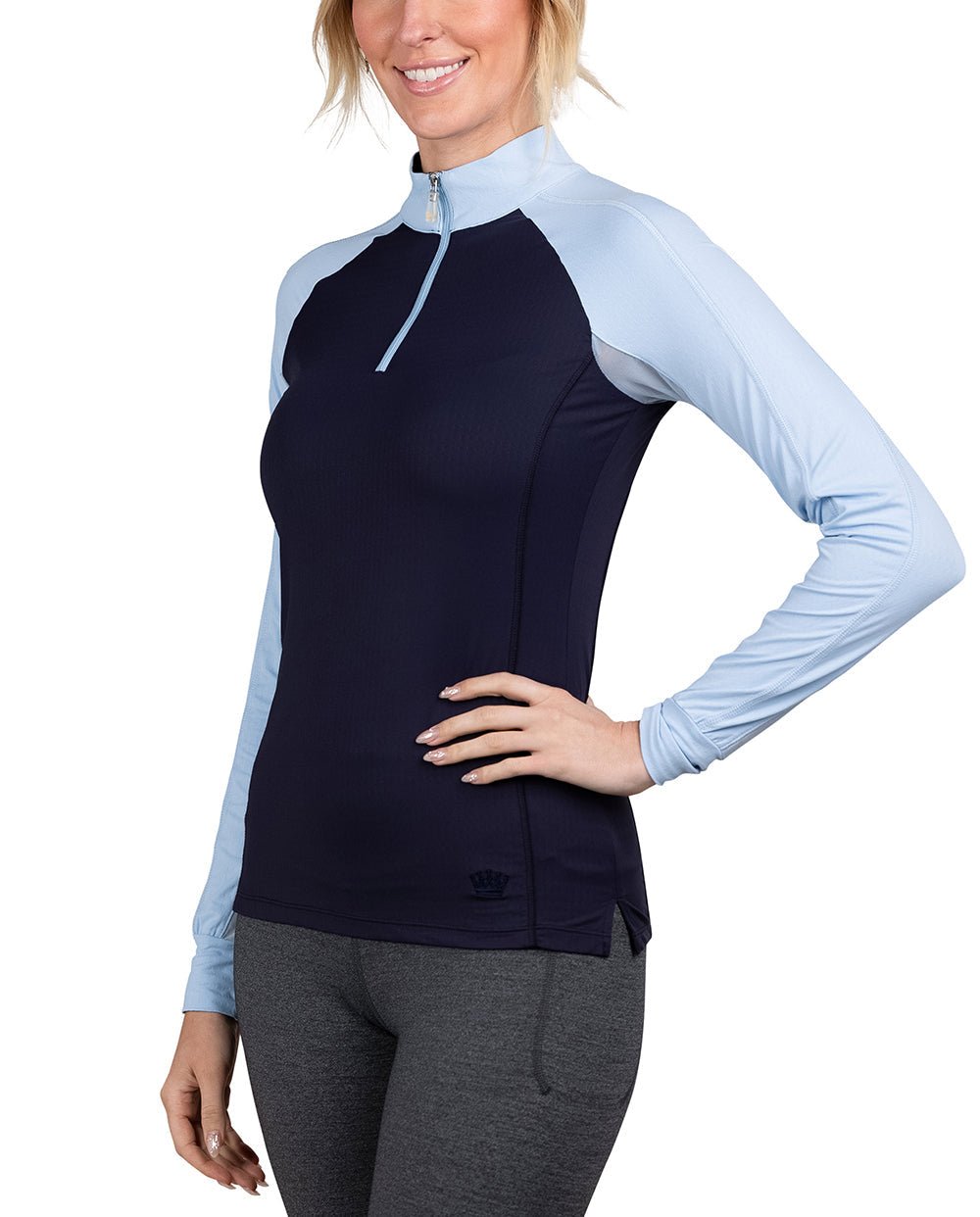 Kastel Denmark Long Sleeve Navy & Dutch Canal Topstitched Solid 1/4 Zip - Kastel Denmark - Equiluxe Tack