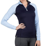 Kastel Denmark Long Sleeve Navy & Dutch Canal Topstitched Solid 1/4 Zip - Kastel Denmark - Equiluxe Tack