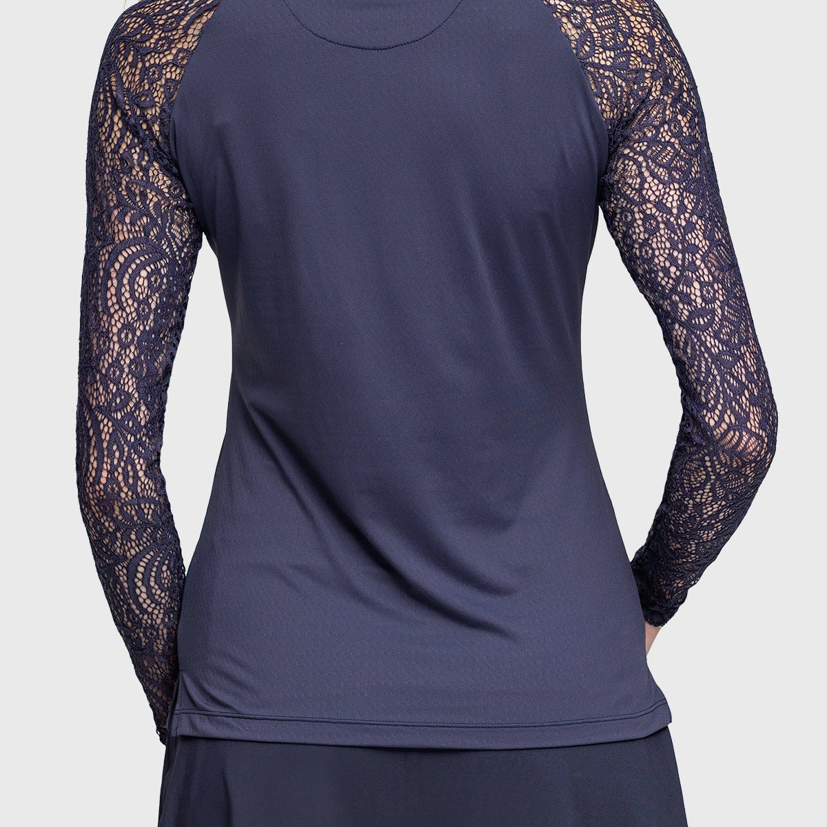 Kastel Denmark Long Sleeve Navy Floral Lace Raglan With Gold 1/4 Zip - Kastel Denmark - Equiluxe Tack