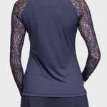 Kastel Denmark Long Sleeve Navy Floral Lace Raglan With Gold 1/4 Zip - Kastel Denmark - Equiluxe Tack