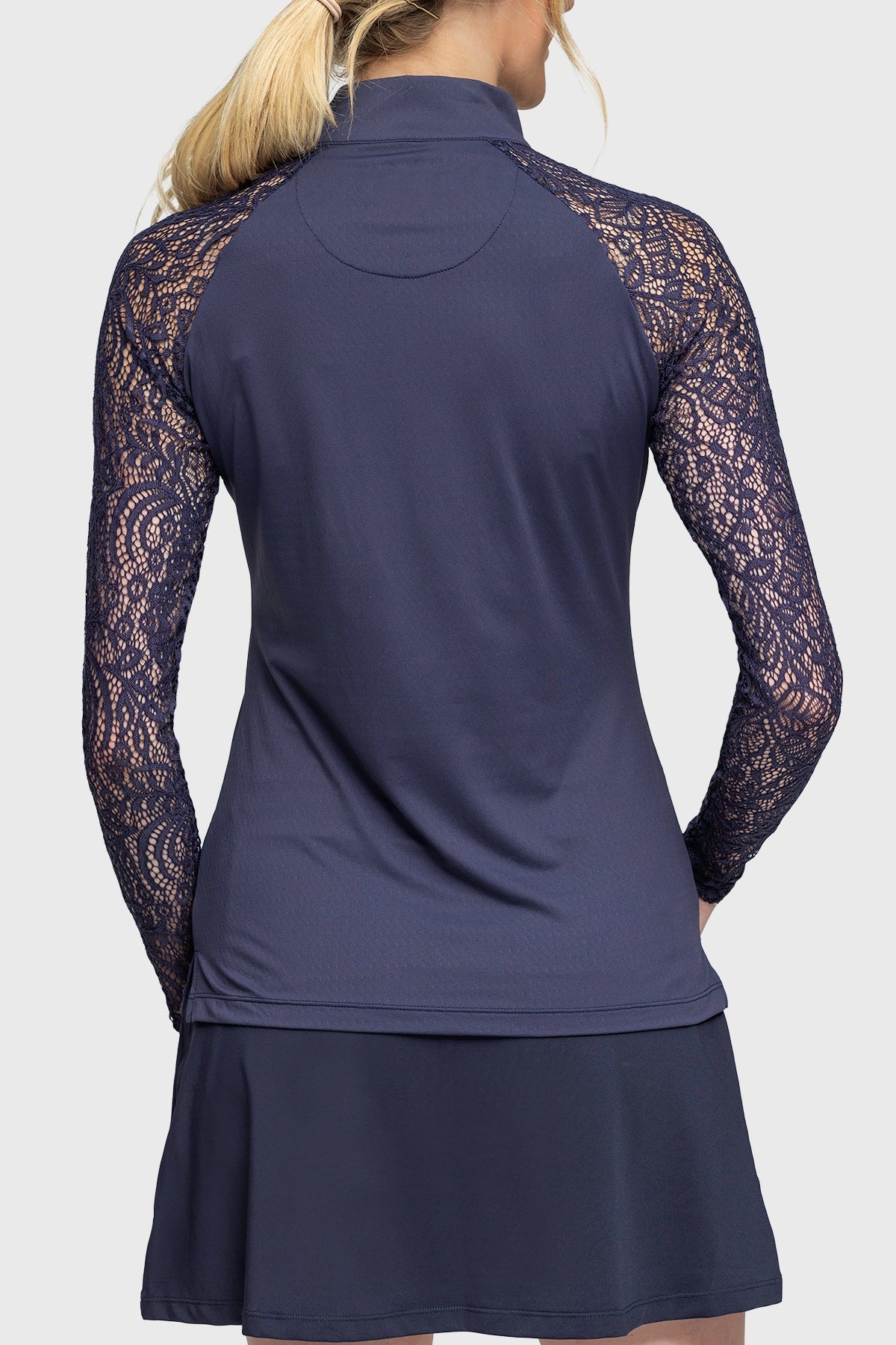 Kastel Denmark Long Sleeve Navy Floral Lace Raglan With Gold 1/4 Zip - Kastel Denmark - Equiluxe Tack