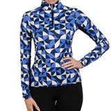 Kastel Denmark Long Sleeve Navy Geometric 1/4 Zip Long Sleeve - Kastel Denmark - Equiluxe Tack