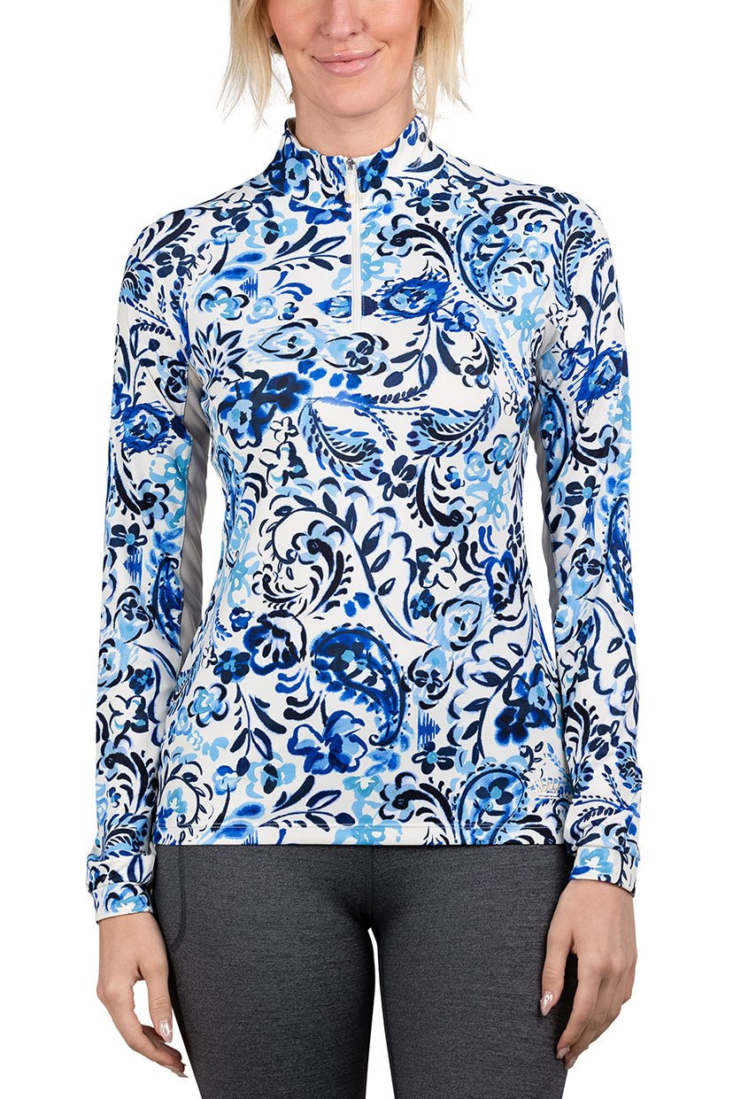 Kastel Denmark Long Sleeve Navy Ikat 1/4 Zip Long Sleeve - Kastel Denmark - Equiluxe Tack