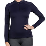 Kastel Denmark Long Sleeve Navy Paneled Solid 1/4 Zip - Kastel Denmark - Equiluxe Tack