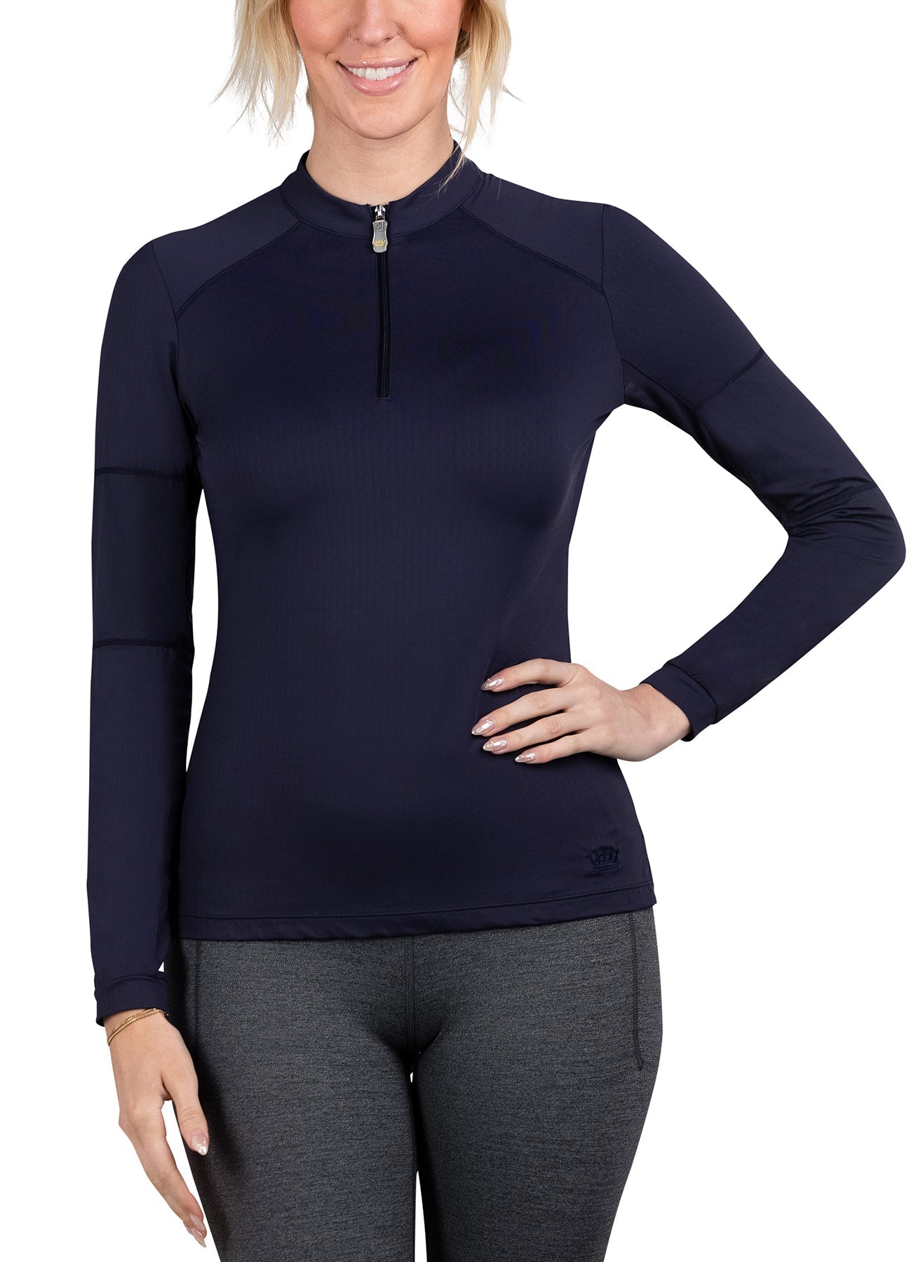 Kastel Denmark Long Sleeve Navy Paneled Solid 1/4 Zip - Kastel Denmark - Equiluxe Tack