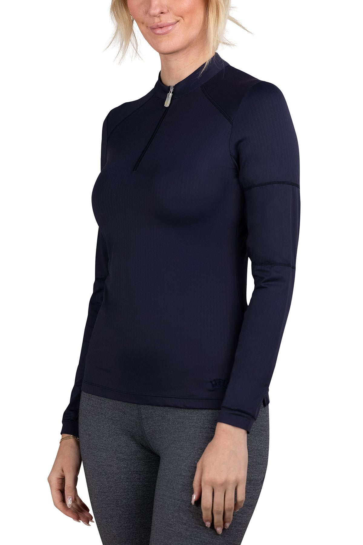 Kastel Denmark Long Sleeve Navy Paneled Solid 1/4 Zip - Kastel Denmark - Equiluxe Tack