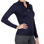 Kastel Denmark Long Sleeve Navy Paneled Solid 1/4 Zip - Kastel Denmark - Equiluxe Tack