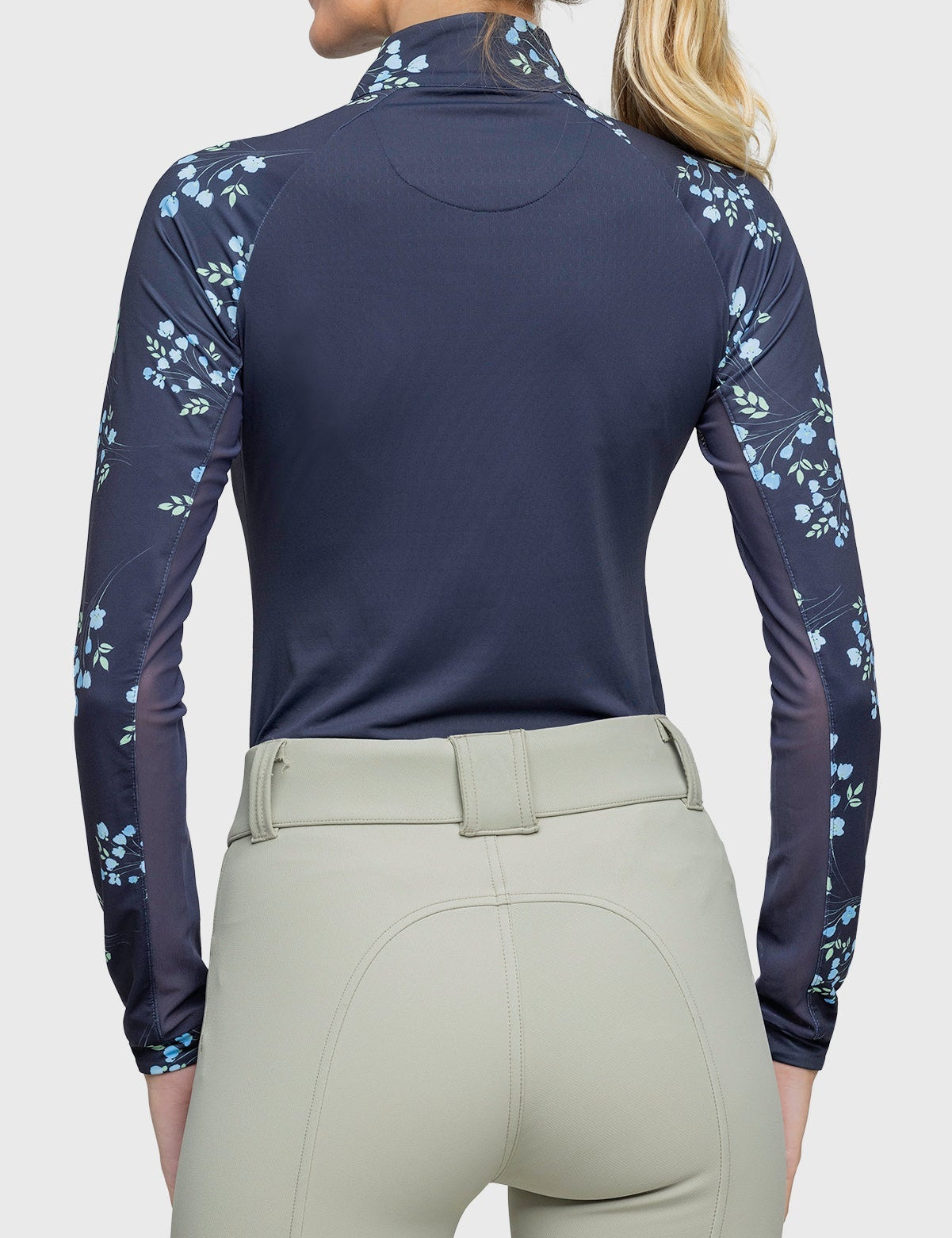 Kastel Denmark Long Sleeve Navy Rosebud Raglan 1/4 Zip Shirt - Kastel Denmark - Equiluxe Tack