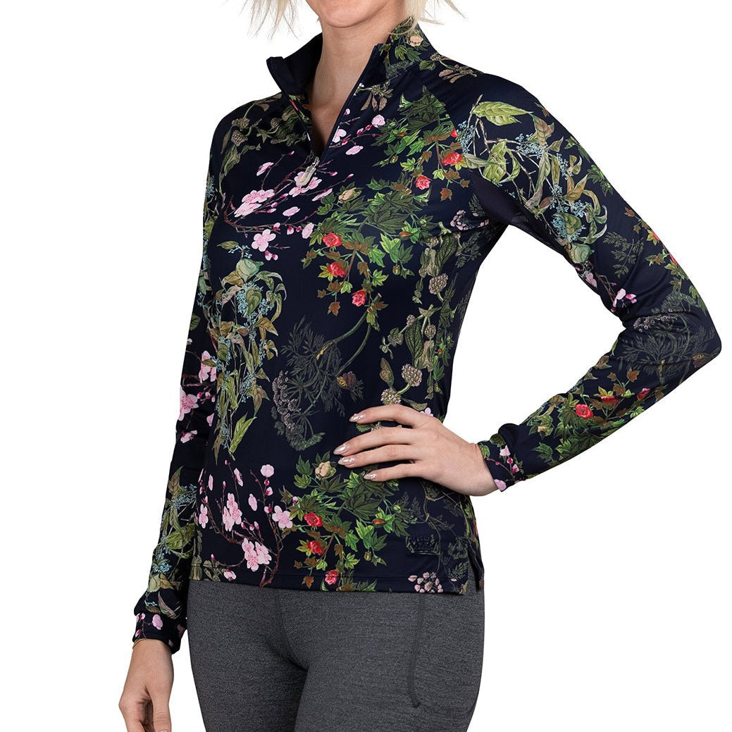 Kastel Denmark Long Sleeve Navy Secret Garden 1/4 Zip - Kastel Denmark - Equiluxe Tack