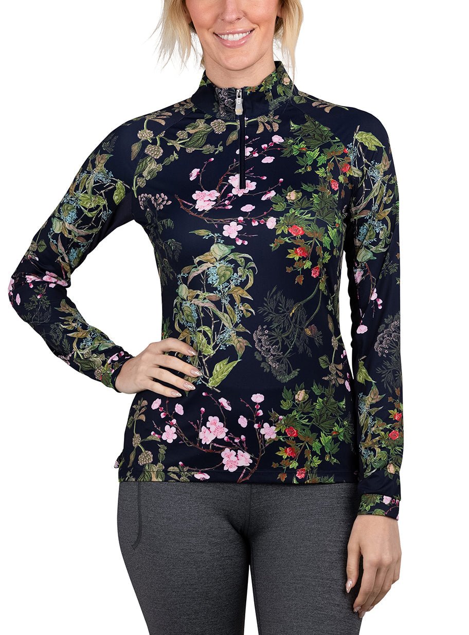 Kastel Denmark Long Sleeve Navy Secret Garden 1/4 Zip - Kastel Denmark - Equiluxe Tack