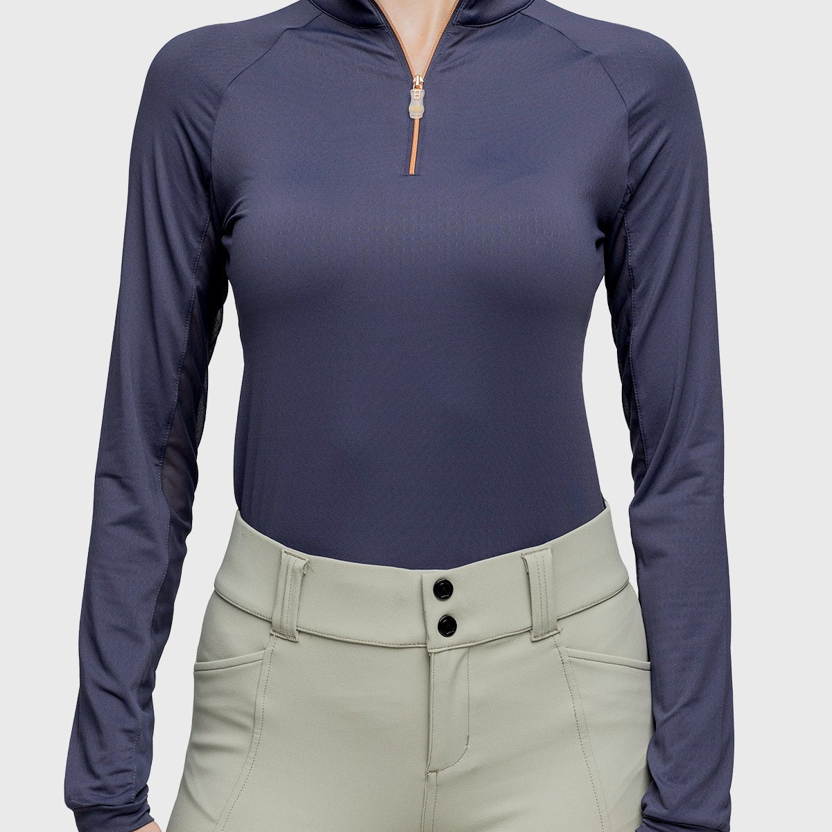 Kastel Denmark Long Sleeve Navy Solid W/Rose Gold 1/4 Zip Shirt - Kastel Denmark - Equiluxe Tack