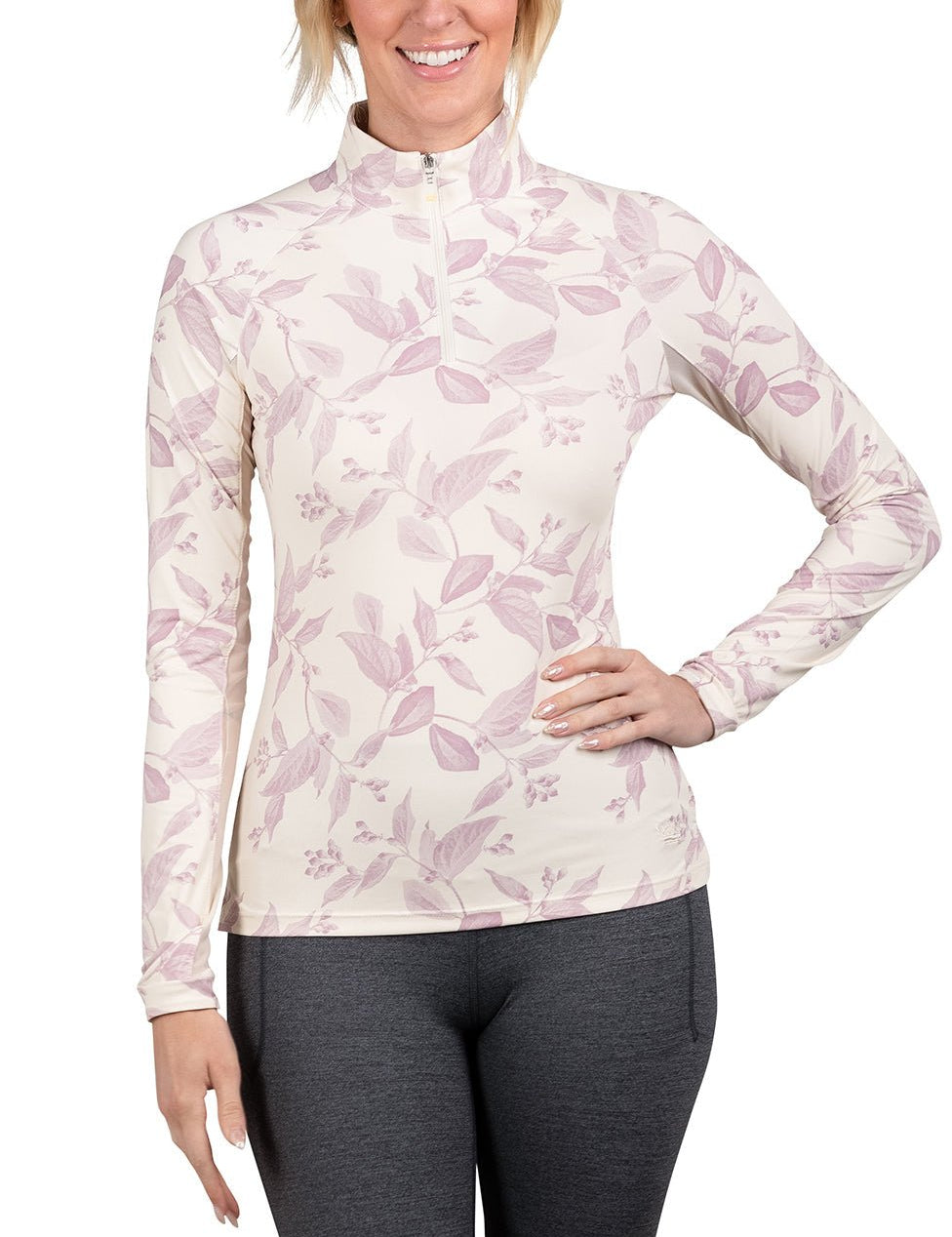 Kastel Denmark Long Sleeve Orchid Haze Leaf 1/4 Zip - Kastel Denmark - Equiluxe Tack