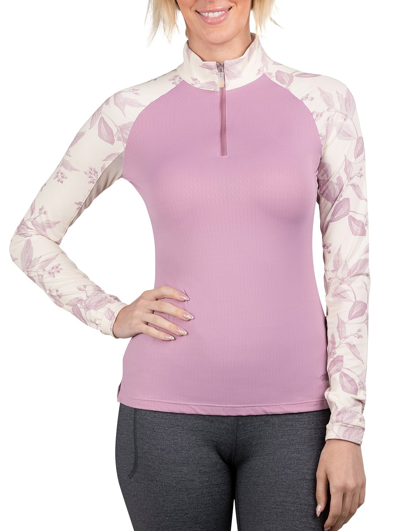 Kastel Denmark Long Sleeve Orchid Haze Leaf Raglan 1/4 Zip - Kastel Denmark - Equiluxe Tack