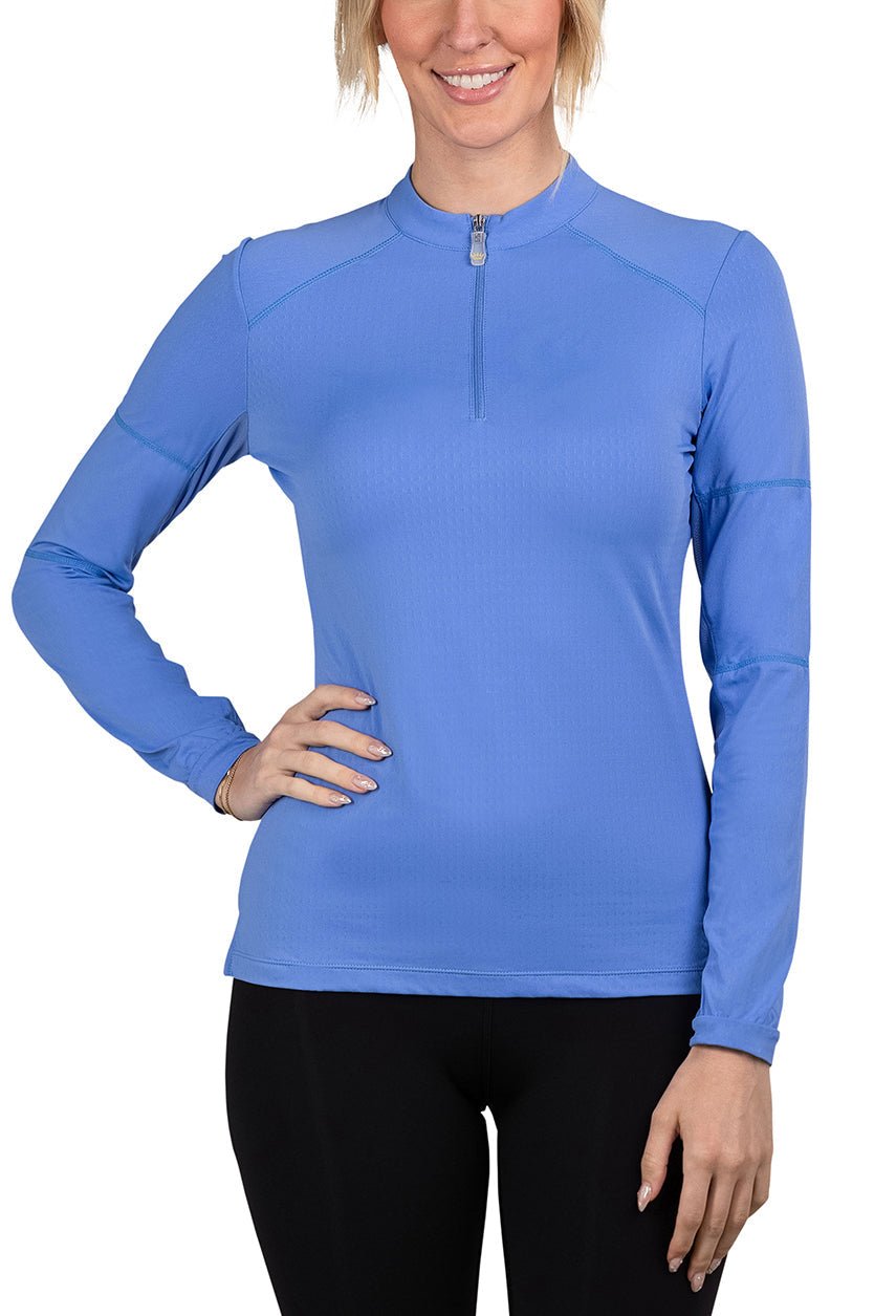 Kastel Denmark Long Sleeve Periwinkle Paneled Solid 1/4 Zip - Kastel Denmark - Equiluxe Tack