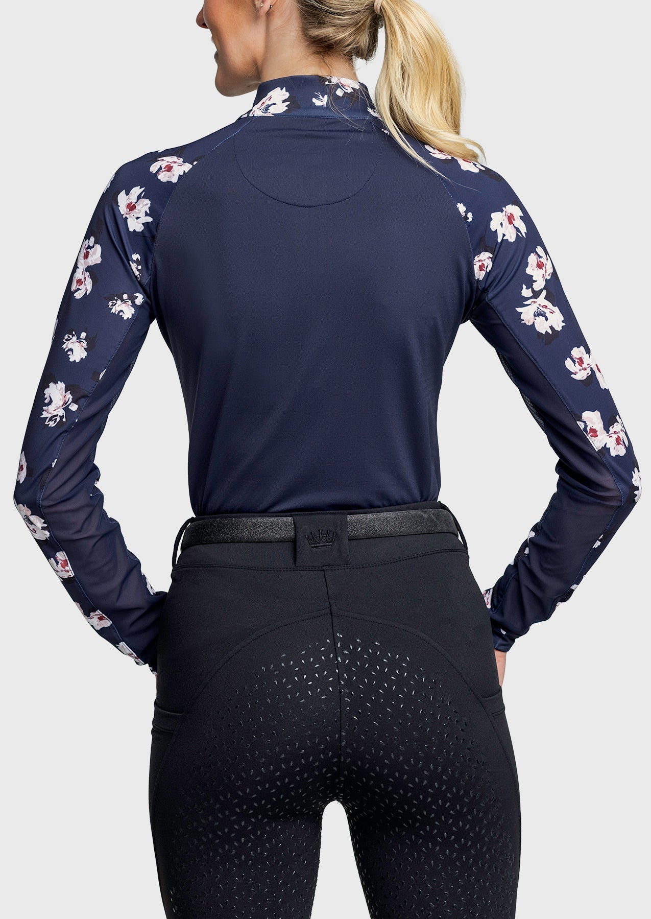 Kastel Denmark Long Sleeve Raglan Navy Floral With Gold 1/4 Zip - Kastel Denmark - Equiluxe Tack