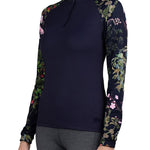 Kastel Denmark Long Sleeve Raglan Navy Secret Garden 1/4 Zip - Kastel Denmark - Equiluxe Tack