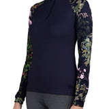 Kastel Denmark Long Sleeve Raglan Navy Secret Garden 1/4 Zip - Kastel Denmark - Equiluxe Tack