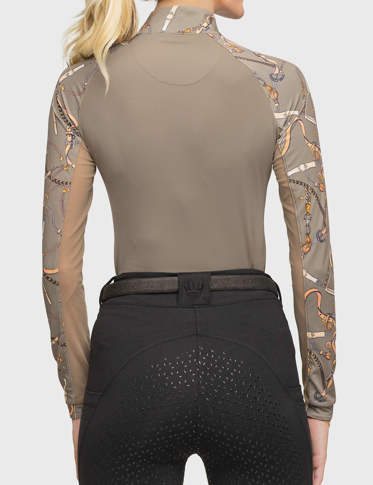 Kastel Denmark Long Sleeve Raglan Taupe Belts 1/4 Zip Shirt - Kastel Denmark - Equiluxe Tack