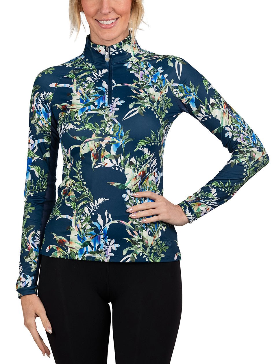 Kastel Denmark Long Sleeve Sailor Blue Botanical 1/4 Zip - Kastel Denmark - Equiluxe Tack