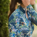 Kastel Denmark Long Sleeve Sailor Blue Botanical 1/4 Zip - Kastel Denmark - Equiluxe Tack