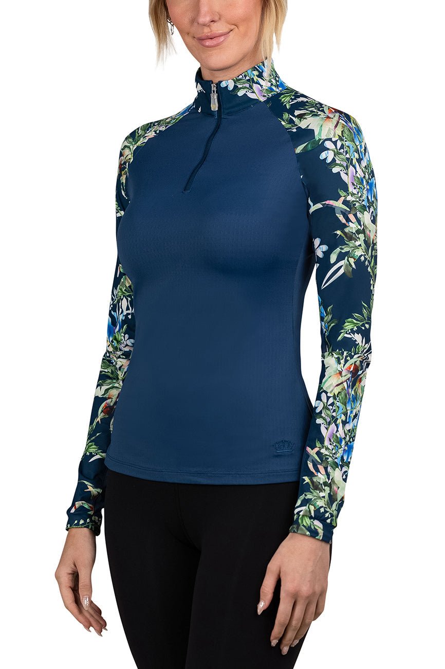 Kastel Denmark Long Sleeve Sailor Blue Botanical Raglan 1/4 Zip - Kastel Denmark - Equiluxe Tack