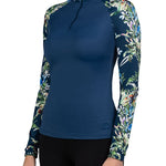 Kastel Denmark Long Sleeve Sailor Blue Botanical Raglan 1/4 Zip - Kastel Denmark - Equiluxe Tack