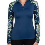 Kastel Denmark Long Sleeve Sailor Blue Botanical Raglan 1/4 Zip - Kastel Denmark - Equiluxe Tack