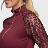 Kastel Denmark Long Sleeve Tawny Port Lace Raglan with Gold 1/4 Zip - Kastel Denmark - Equiluxe Tack