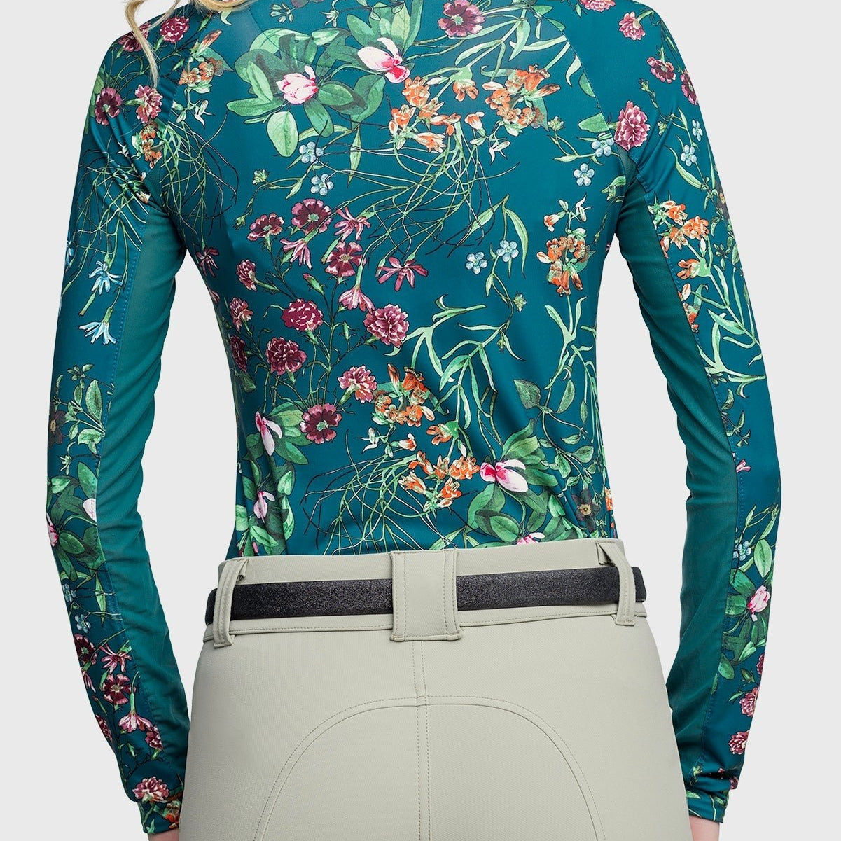 Kastel Denmark Long Sleeve Teal Botanical 1/4 Zip - Kastel Denmark - Equiluxe Tack