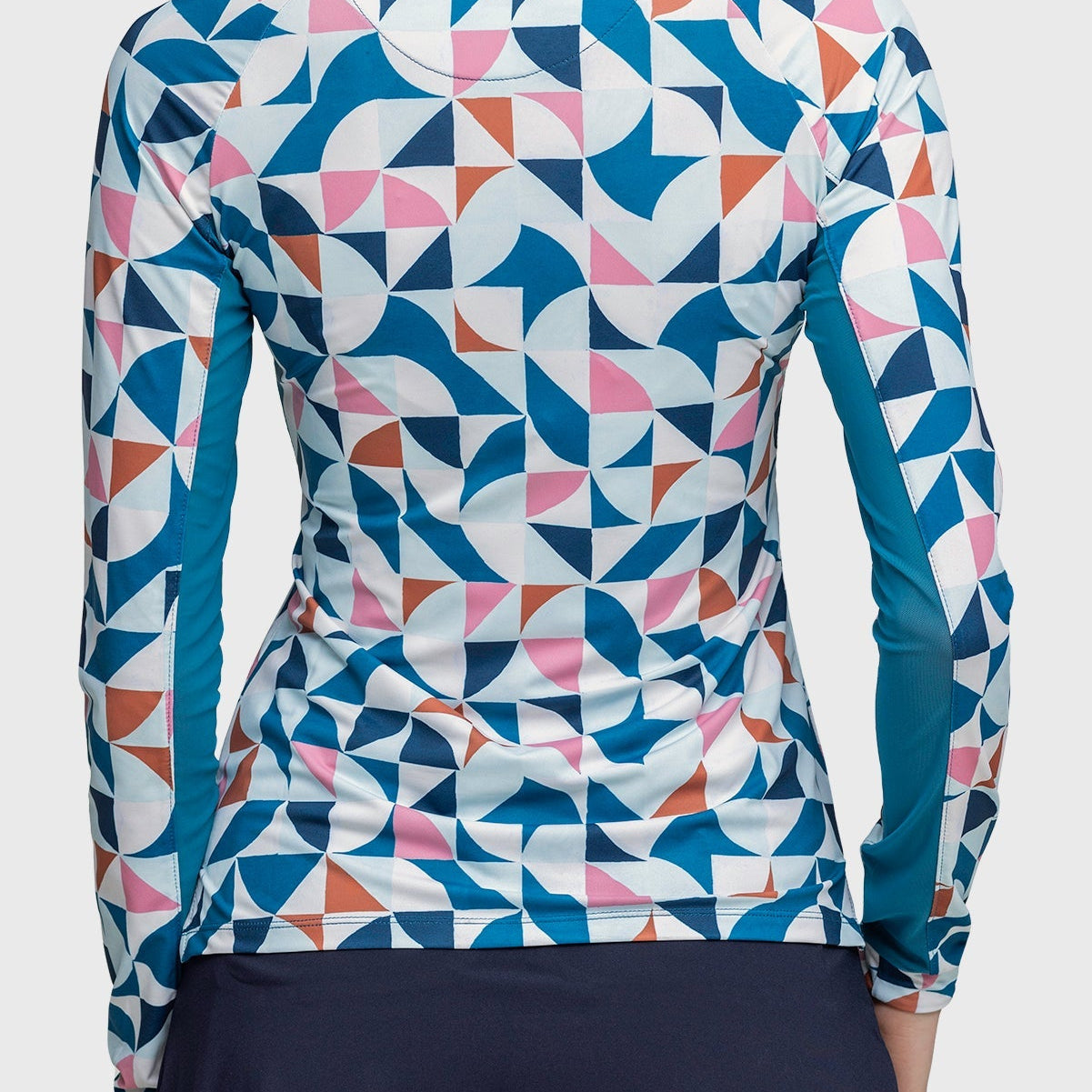 Kastel Denmark Long Sleeve Turquoise Painted Geometric 1/4 Zip - Kastel Denmark - Equiluxe Tack