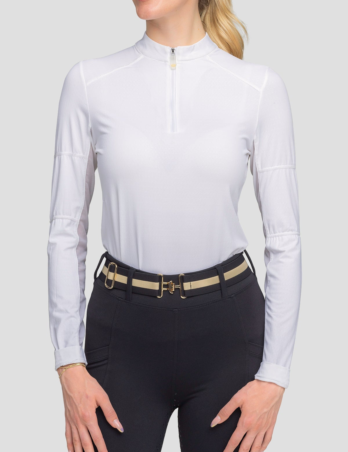 Kastel Denmark Long Sleeve White Paneled Solid 1/4 Zip - Kastel Denmark - Equiluxe Tack