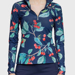 Kastel Denmark Navy Cherries Long Sleeve 1/4 Zip Sun Shirt - Kastel Denmark - Equiluxe Tack