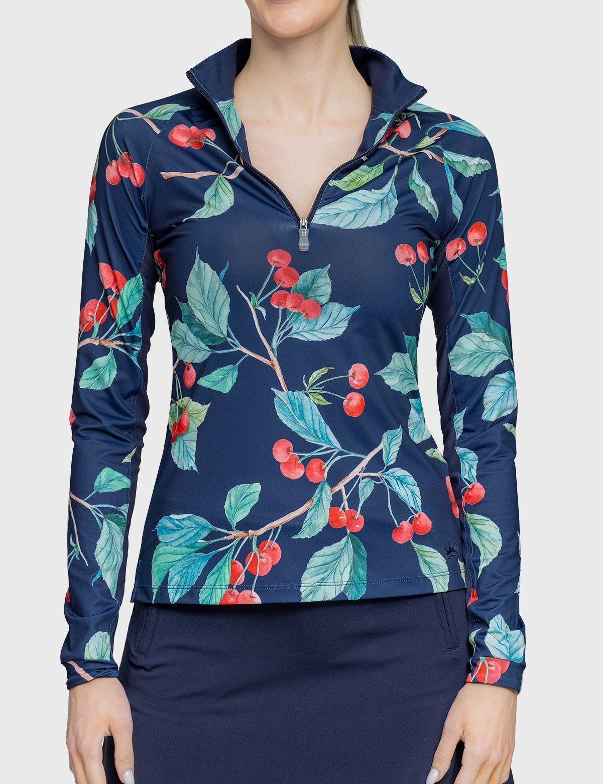 Kastel Denmark Navy Cherries Long Sleeve 1/4 Zip Sun Shirt - Kastel Denmark - Equiluxe Tack