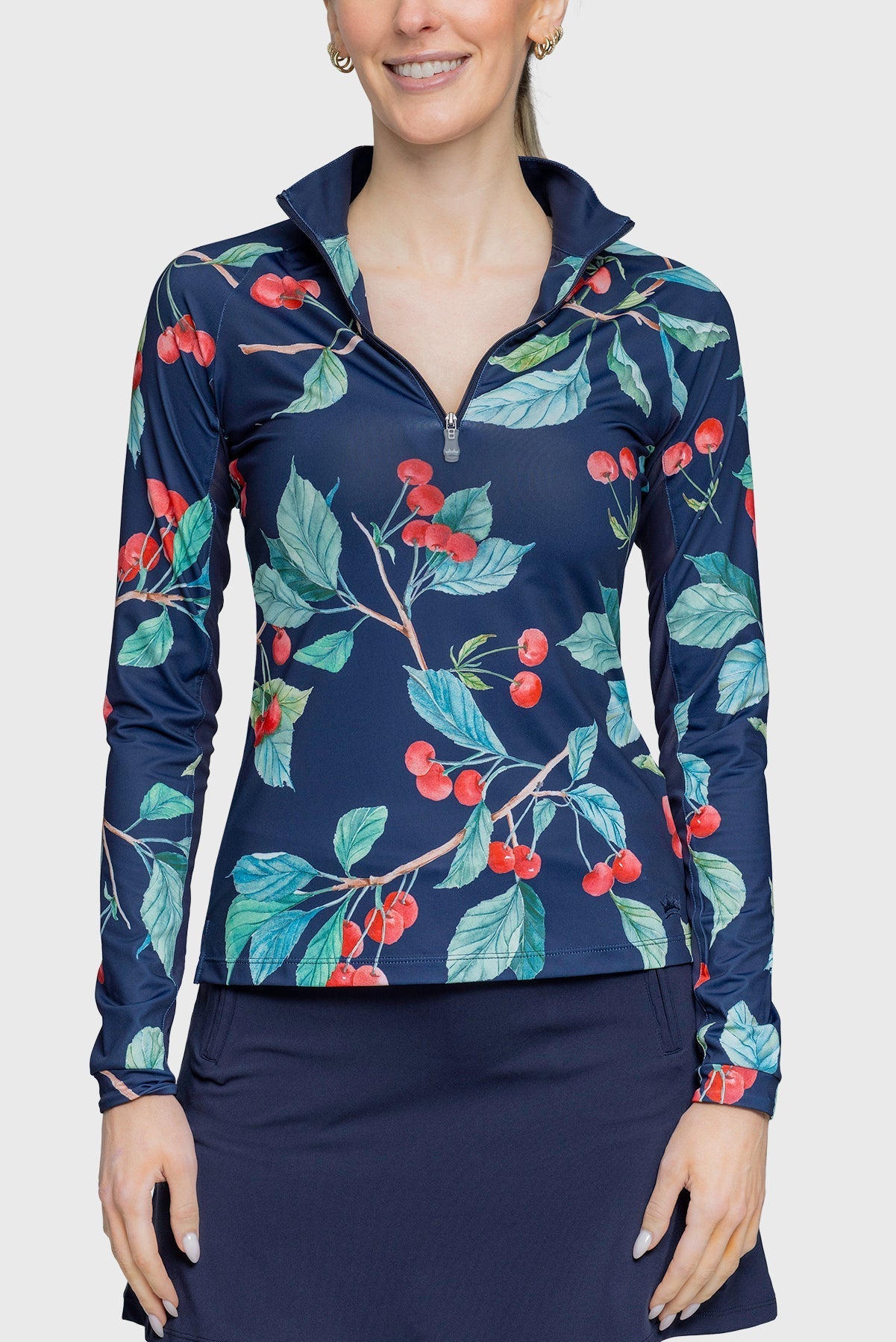 Kastel Denmark Navy Cherries Long Sleeve 1/4 Zip Sun Shirt - Kastel Denmark - Equiluxe Tack