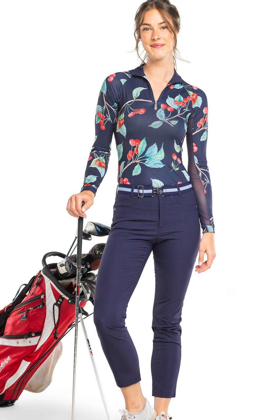 Kastel Denmark Navy Cherries Long Sleeve 1/4 Zip Sun Shirt - Kastel Denmark - Equiluxe Tack