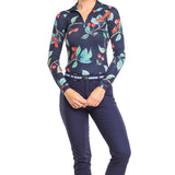 Kastel Denmark Navy Cherries Long Sleeve 1/4 Zip Sun Shirt - Kastel Denmark - Equiluxe Tack