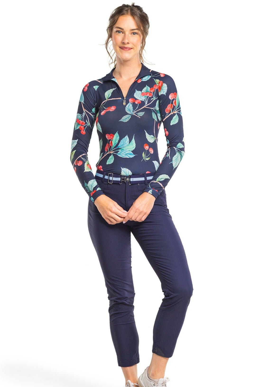 Kastel Denmark Navy Cherries Long Sleeve 1/4 Zip Sun Shirt - Kastel Denmark - Equiluxe Tack