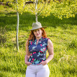 Kastel Denmark Navy Cherries Ruffle Sleeveless 1/4 Zip Sun Top - Kastel Denmark - Equiluxe Tack