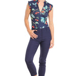 Kastel Denmark Navy Cherries Ruffle Sleeveless 1/4 Zip Sun Top - Kastel Denmark - Equiluxe Tack