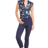 Kastel Denmark Navy Cherries Ruffle Sleeveless 1/4 Zip Sun Top - Kastel Denmark - Equiluxe Tack