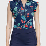 Kastel Denmark Navy Cherries Ruffle Sleeveless 1/4 Zip Sun Top - Kastel Denmark - Equiluxe Tack