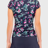 Kastel Denmark Navy Garden Blooms Cap Sleeve 1/4 Zip Sun Shirt - Kastel Denmark - Equiluxe Tack