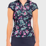Kastel Denmark Navy Garden Blooms Cap Sleeve 1/4 Zip Sun Shirt - Kastel Denmark - Equiluxe Tack