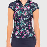 Kastel Denmark Navy Garden Blooms Cap Sleeve 1/4 Zip Sun Shirt - Kastel Denmark - Equiluxe Tack