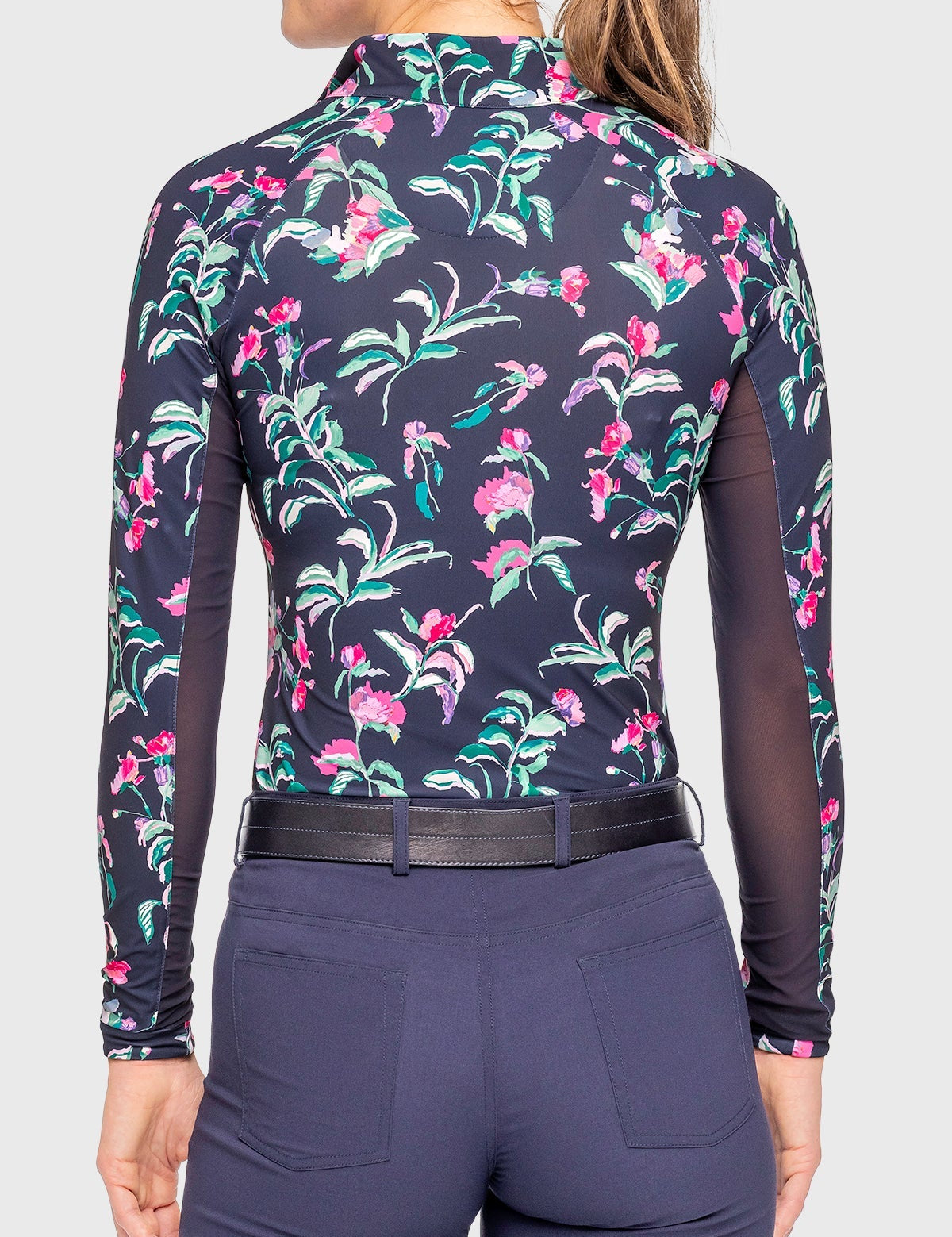 Kastel Denmark Navy Garden Blooms Long Sleeve 1/4 Zip Sun Shirt - Kastel Denmark - Equiluxe Tack