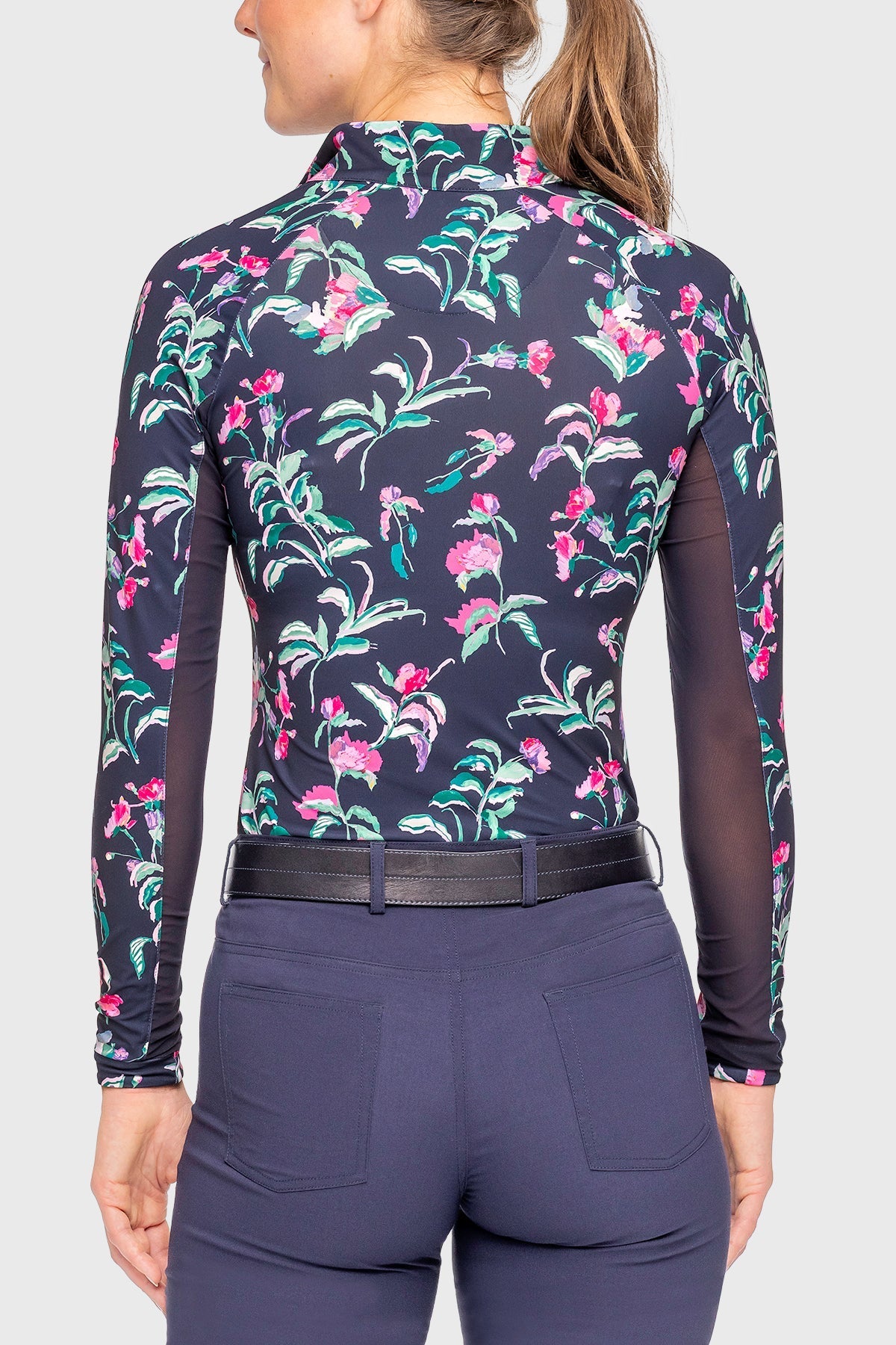 Kastel Denmark Navy Garden Blooms Long Sleeve 1/4 Zip Sun Shirt - Kastel Denmark - Equiluxe Tack