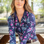 Kastel Denmark Navy Garden Blooms Long Sleeve 1/4 Zip Sun Shirt - Kastel Denmark - Equiluxe Tack