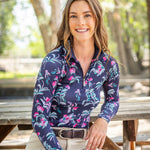 Kastel Denmark Navy Garden Blooms Long Sleeve 1/4 Zip Sun Shirt - Kastel Denmark - Equiluxe Tack