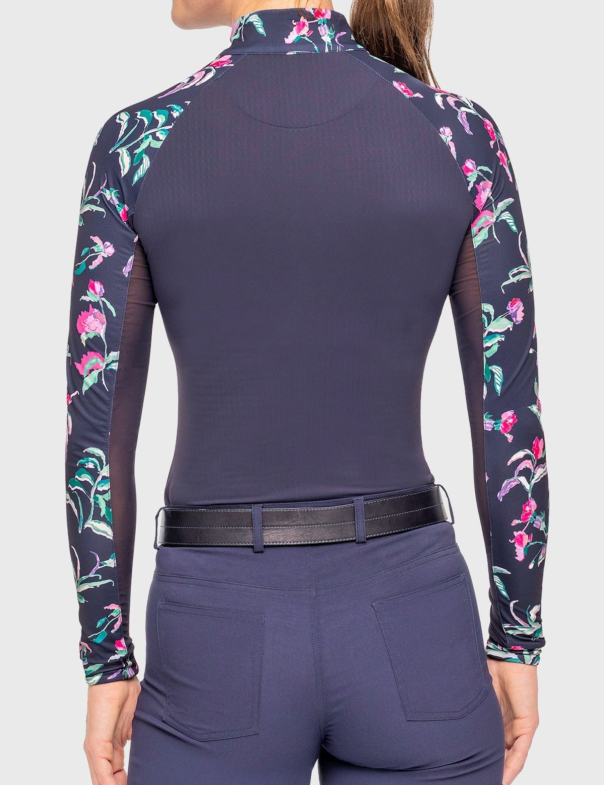 Kastel Denmark Navy Garden Blooms Raglan Long Sleeve 1/4 Zip Sun Shirt - Kastel Denmark - Equiluxe Tack